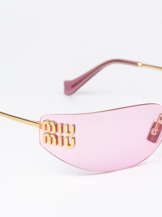 Miu Miu Women Sunglasses Gold Pink Mirror Rectangle Rimless MUA51S 5AK90Y main image 11